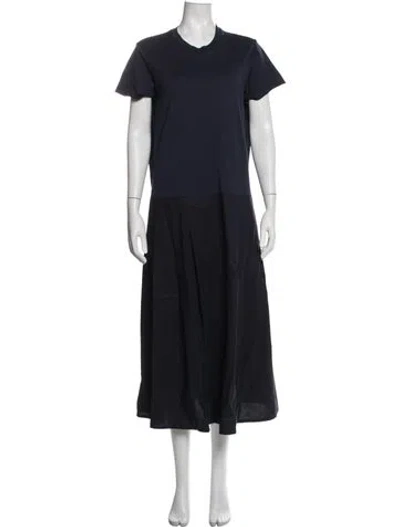 Pre-owned Labo.art Crew Neck Midi Length Dress In Blue