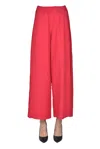 Labo.art Embossed Cotton Trousers In Red