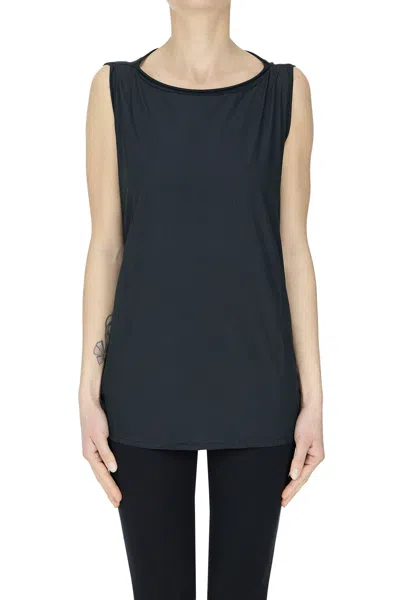 Labo.art Flared Cotton Top In Blue