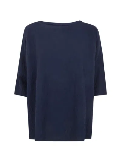 Labo.art Labo. Art Franca Rock Cotton Round Neck Sweater In Blue