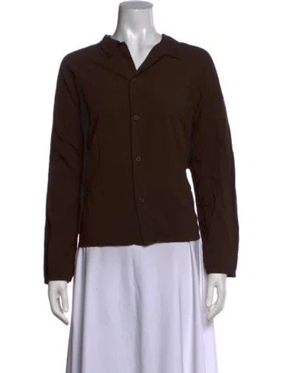 Pre-owned Labo.art Long Sleeve Button-up Top In Brown