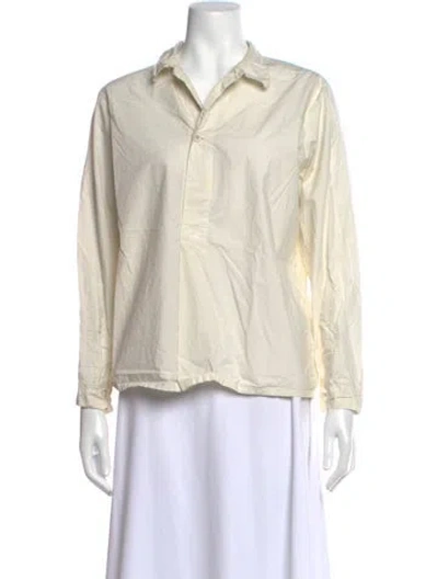Pre-owned Labo.art Long Sleeve Button-up Top In Neutrals