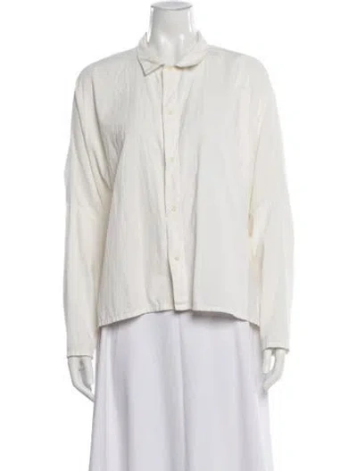 Pre-owned Labo.art Long Sleeve Button-up Top In White