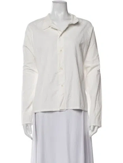 Pre-owned Labo.art Long Sleeve Button-up Top In White