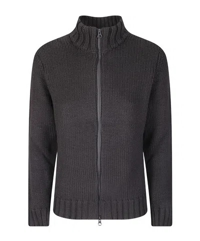 Labo.art Ribbed-knit Zip-up Cardigan In Gray