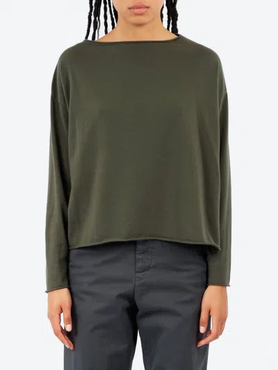 Labo.art Maglia Jeppe Charme Merino Wool Long Sleeve Tee In Forest Olive Green