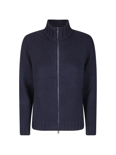 Labo.art Monte Ribbed-knit Zip-up Cardigan In Blue