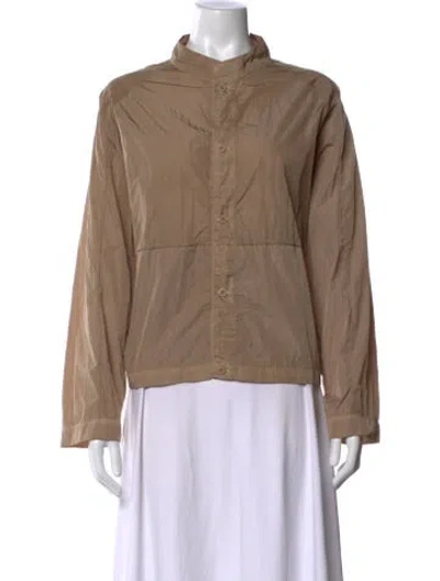 Pre-owned Labo.art Nylon Mock Neck Button-up Top In Neutrals