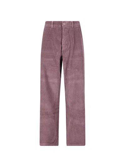 Labo.art Trousers With Elastic Waistband In Cotton Corduroy In Purple