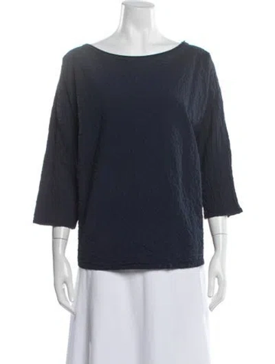 Pre-owned Labo.art Scoop Neck Three-quarter Sleeve Top W/ Tags In Blue