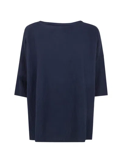 Labo.art Short-sleeved Knitted Top In Blue