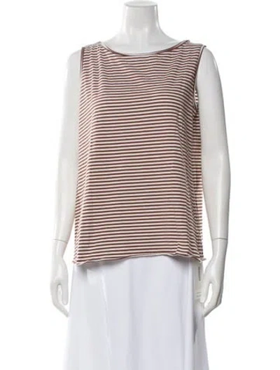 Pre-owned Labo.art Striped Bateau Neckline Top In Brown