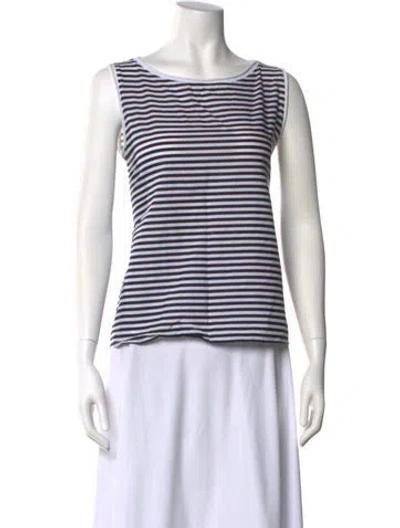 Pre-owned Labo.art Striped Bateau Neckline Top In White