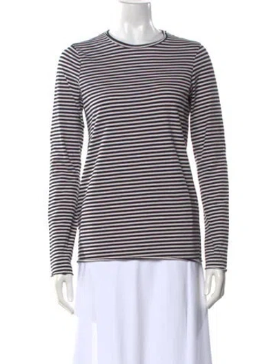 Pre-owned Labo.art Striped Crew Neck Sweatshirt In White