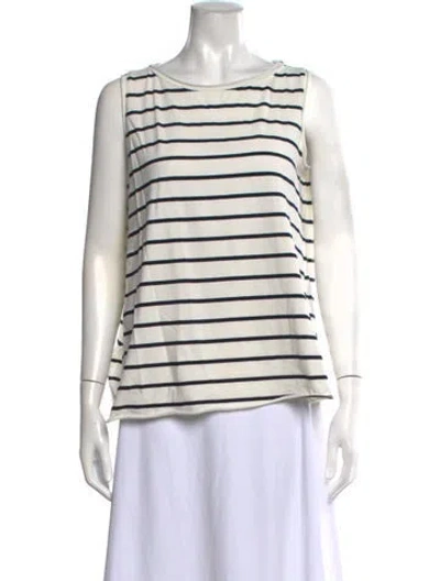 Pre-owned Labo.art Striped Crew Neck Top In Neutrals/white