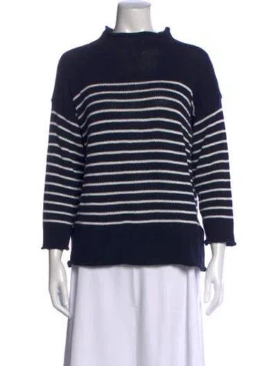 Pre-owned Labo.art Striped Mock Neck Sweater In Blue