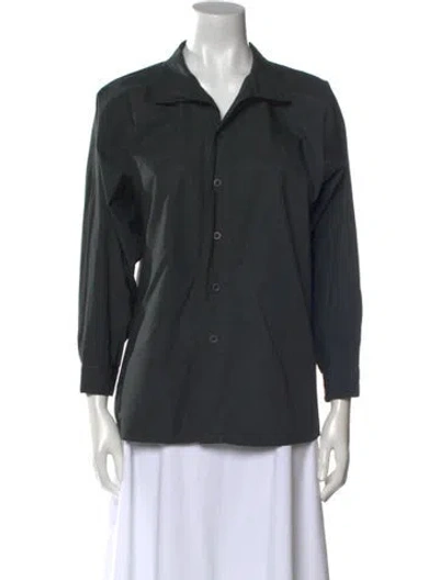 Pre-owned Labo.art Three-quarter Sleeve Button-up Top In Green