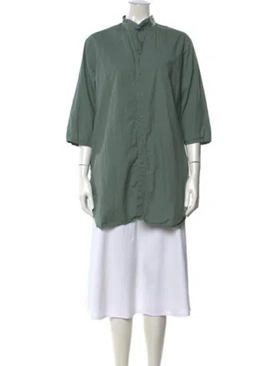 Pre-owned Labo.art Three-quarter Sleeve Button-up Top In Green