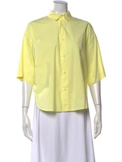 Pre-owned Labo.art Three-quarter Sleeve Button-up Top In Yellow
