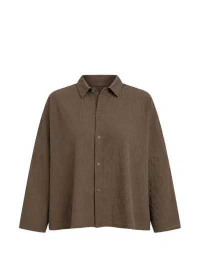 Labo.art Tina Crinkled Button-down Cotton Shirt In Brown