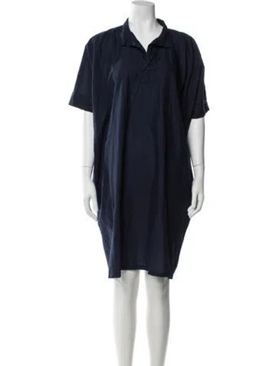 Pre-owned Labo.art V-neck Knee-length Dress In Blue