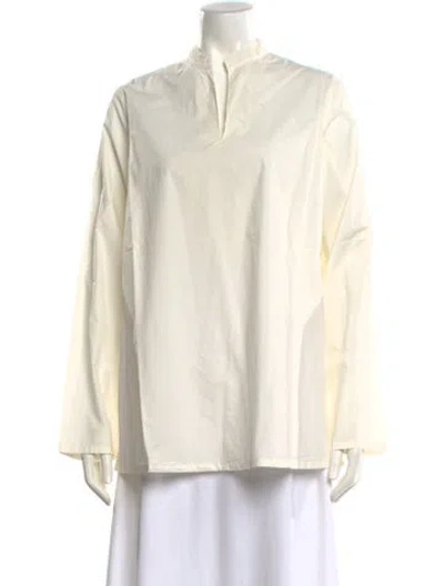Pre-owned Labo.art V-neck Long Sleeve Button-up Top W/ Tags In Neutral