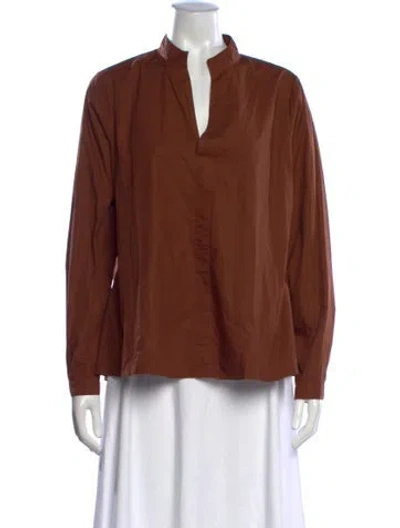 Pre-owned Labo.art V-neck Long Sleeve Top In Brown