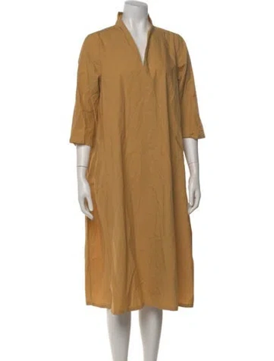 Pre-owned Labo.art V-neck Midi Length Dress In Neutral