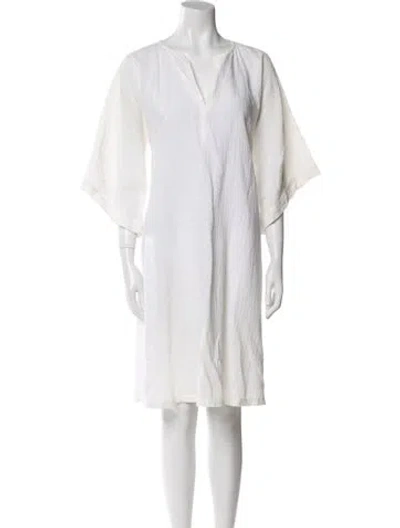 Pre-owned Labo.art V-neck Midi Length Dress In White