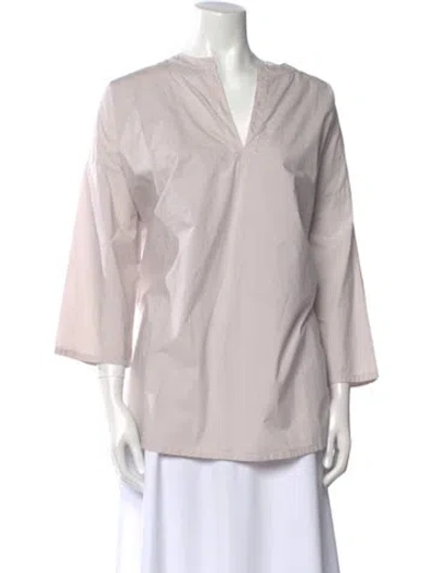 Pre-owned Labo.art V-neck Three-quarter Sleeve Blouse In Pink