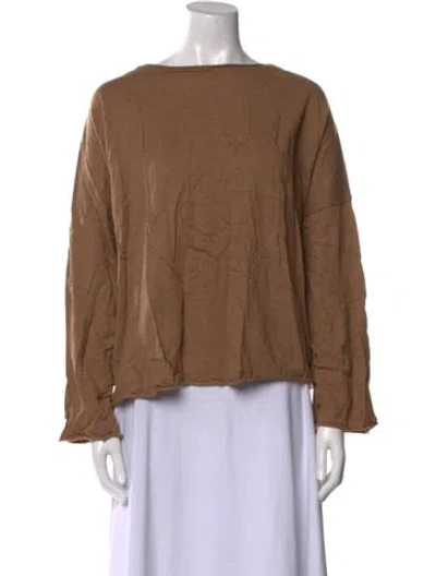 Pre-owned Labo.art Wool Bateau Neckline Blouse In Brown
