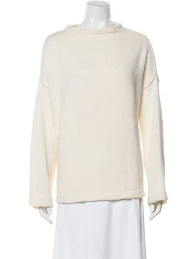 Pre-owned Labo.art Wool Mock Neck Sweater In White