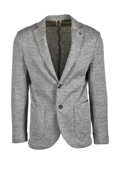 Laboratori Italiani Casual Jacket With Textured Fabric And Classic Lapel In Gray