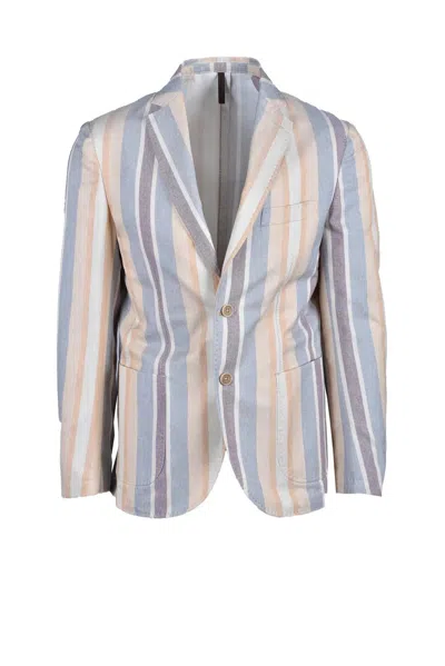 Laboratori Italiani Jacket - Beige/sky Blue In Multi