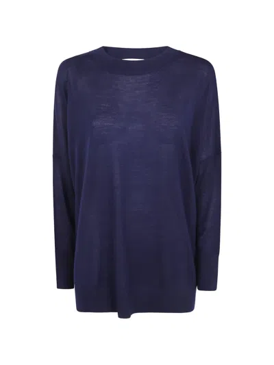 Laboratorio Capri Fine-knit Drop-shoulder Knit In Blue