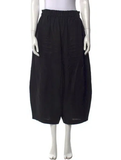 Pre-owned Laboratorio Capri Linen Wide Leg Pants In Black