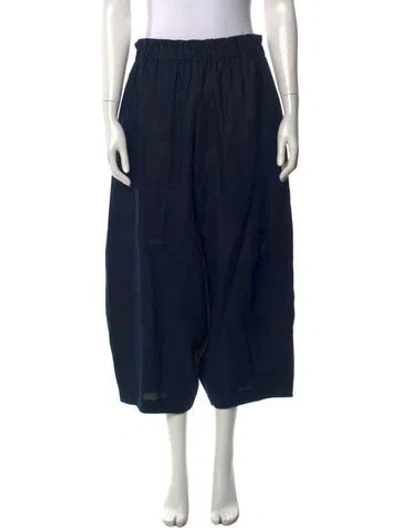 Pre-owned Laboratorio Capri Linen Wide Leg Pants In Blue