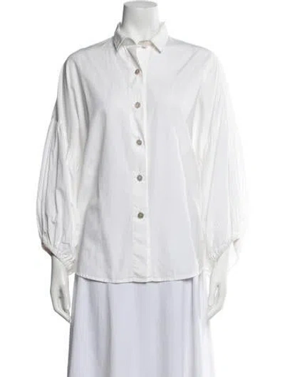 Pre-owned Laboratorio Capri Long Sleeve Button-up Top In White