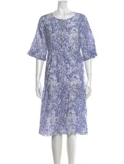 Pre-owned Laboratorio Capri Paisley Print Knee-length Dress In Blue