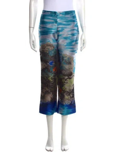 Pre-owned Laboratorio Capri Printed Wide Leg Pants In Blue