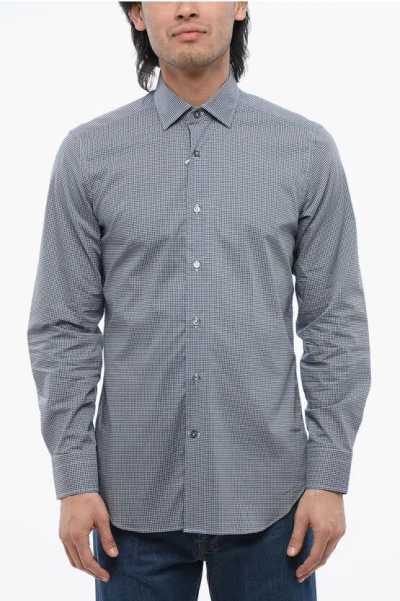 Laboratorio Del Carmine Printed Poplin Cotton Shirt With Spread Collar In Gold