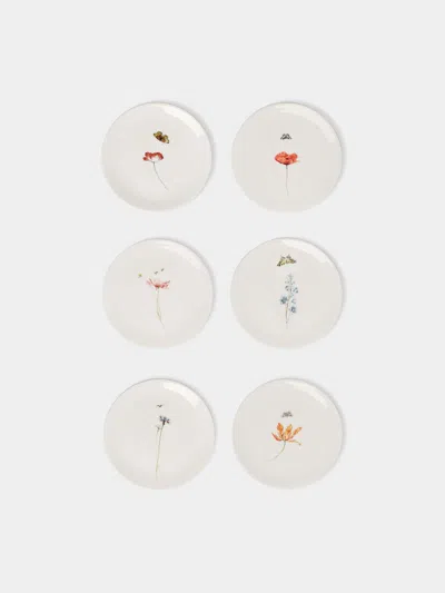 Laboratorio Paravicini Bloom Ceramic Dessert Plates (set Of 6)  Abask Gift Set In Neutral