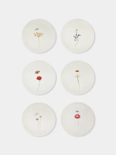 Laboratorio Paravicini Bloom Ceramic Dinner Plates (set Of 6)  Abask Gift Set In White