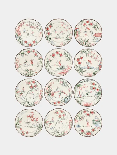 Laboratorio Paravicini Chinoiserie Ceramic Dinner Plates (set Of 12)  Abask Gift Set In Multi