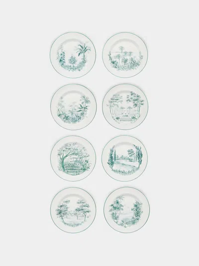 Laboratorio Paravicini Gardens Ceramic Dinner Plates (set Of 8)  Abask Gift Set In Green