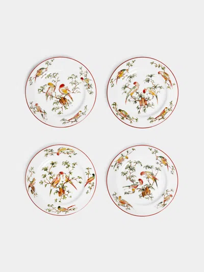 Laboratorio Paravicini Pappagallini Ceramic Dessert Plates (set Of 4)  Abask Gift Set In White