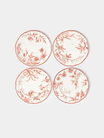 Laboratorio Paravicini Rocaille Ceramic Dessert Plates (set Of 4)  Abask Gift Set In Red