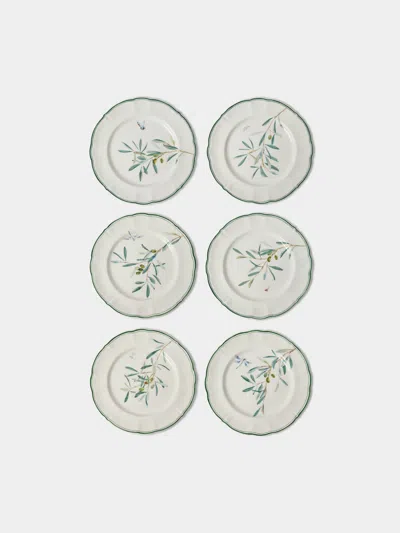 Laboratorio Paravicini Set Of 6 Ulivi Ceramic Dessert / Salad Plates (9in/23cm) In White