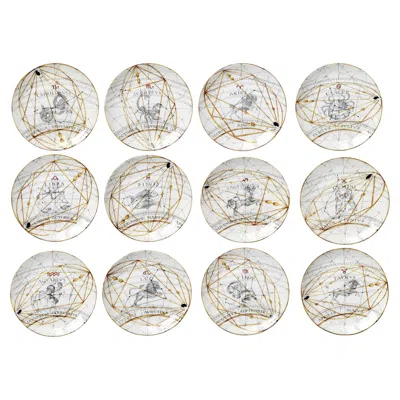 Pre-owned Laboratorio Paravicini Zodiaco Dinner Set Of 12 Plates In Sand