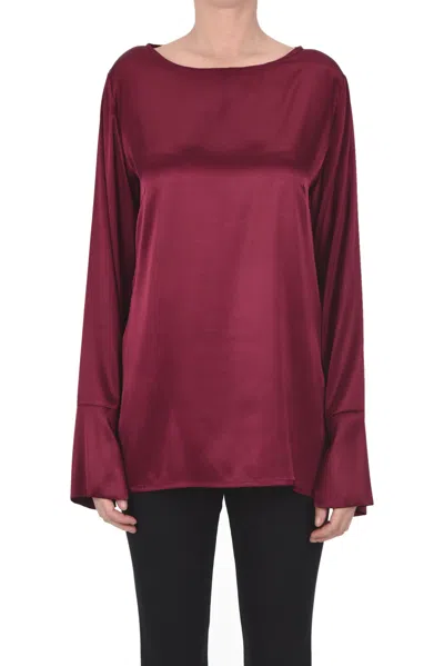 Laboratorio Silk Satin Blouse In Bordeaux